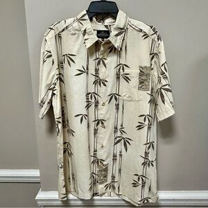 Quiksilver Sz M Cream Bamboo Print Shirt NWT Waterman Collection